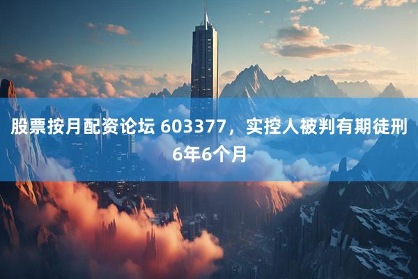 股票按月配资论坛 603377，实控人被判有期徒刑6年6个月